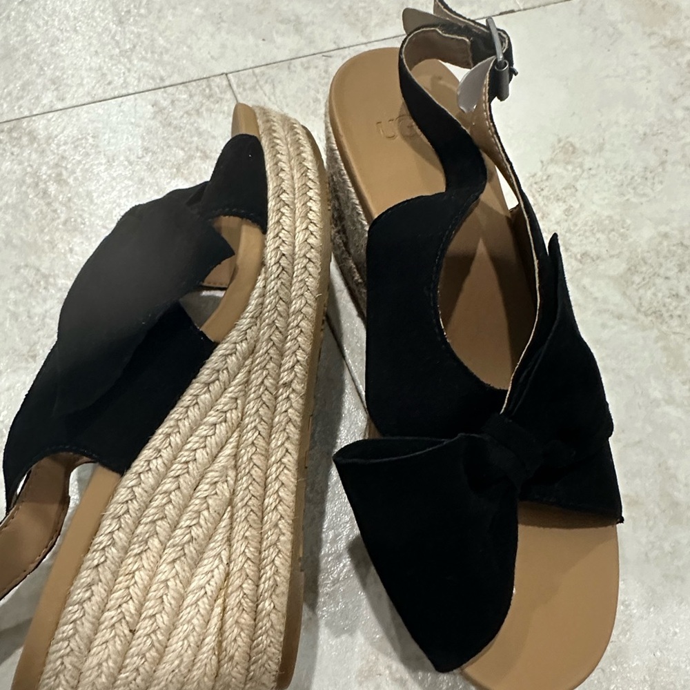 UGG Black and Tan Espadrille Sandals